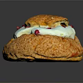 Delicious Golden Crispy Pastry With Cream Topping And Red Berry Garnish