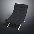 Modern Black Tufted Lounge Chair With Angled Back And White Metal Legs
