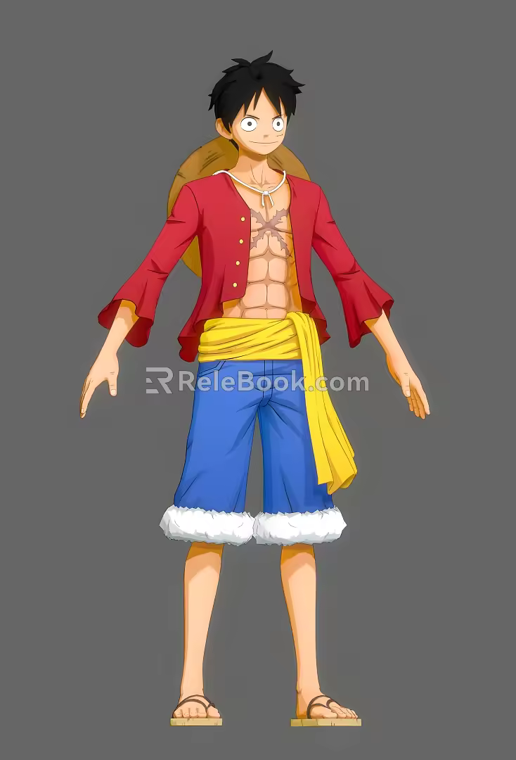 One Piece Lufei One Piece Animation Movie Game Cartoon Straw Hat Kid Pirates Do Action 3d model
