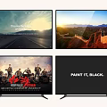 Multiple Modern Television Screens Display Scenic Landscapes Movie Posters And Text Content