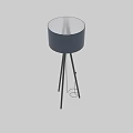 Modern Floor Lamp With Gray Fabric Shade And Black Tripod Base For Living Room