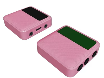 Pink Electronic Devices With Textured Surface Black And Green Screens And Ports 3d model