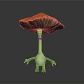 3D Cartoon Mushroom with Orange Cap White Stem and Playful Eyes Arms Legs