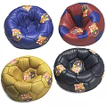 Colorful Football Shaped Bean Bag Chair In Blue Yellow Red With Barcelona Logo Design