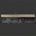 Wooden House with Wooden Roof and Chimney Wooden Walls Window Surrounded by Grass and Stones