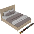 Comfortable Modern Double Bed With Beige Upholstered Headboard Gray Bedding And White Sheets 3d model