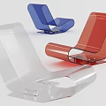 Transparent Acrylic Lounge Chair in Clear Blue Red with Modern Sleek Design and Ergonomic Shape