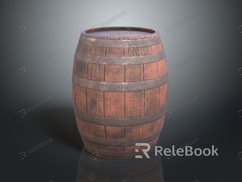 Wooden Barrel Water Barrel Old Wooden Barrel Water Barrel Pot Container Realistic model