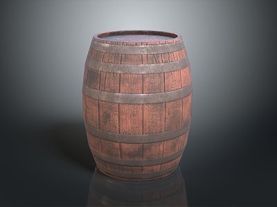 Wooden Barrel Water Barrel Old Wooden Barrel Water Barrel Pot Container Realistic model