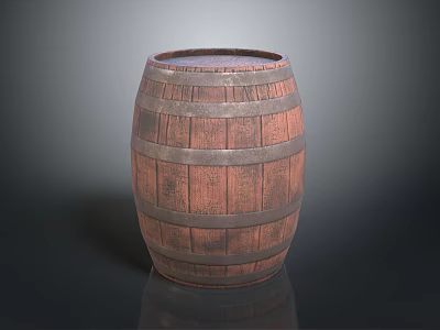 Wooden Barrel Water Barrel Old Wooden Barrel Water Barrel Pot Container Realistic 3d model