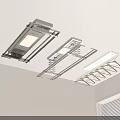 Ceiling Mounted Drying Racks With Built In Lights And Metal Frames