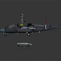 Dark Gray Military Helicopter With Light Blue Nose Radar Equipment And Attached Missiles
