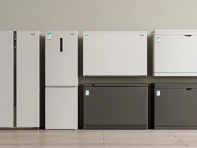 Modern Refrigerators and Freezers with Various Styles and Sleek Designs on 3d model
