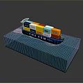 CMA CGM Container Ship Model With Colorful Containers On Blue Water Base