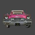 Fuchsia And White Vintage Car With Chrome Accents Classic Design Retro Body Lines