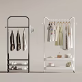 Black and White Clothes Racks with Coats Dresses Shoes and Bags Storage