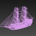 Retro Ancient Pirate Ship 3d model