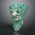 Ancient Style Green Jade Carved Mask As Traditional Costume Decorative Accessory