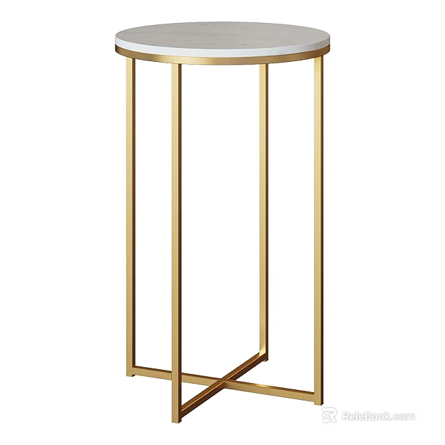 Elegant Modern Gold Metal Frame Dining Table with Minimalist Geometric Design 3d model