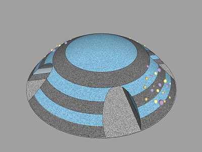 Colorful Circular Play Equipment With Blue Dome Top Gray Stripes And Decorative Dots 3d model