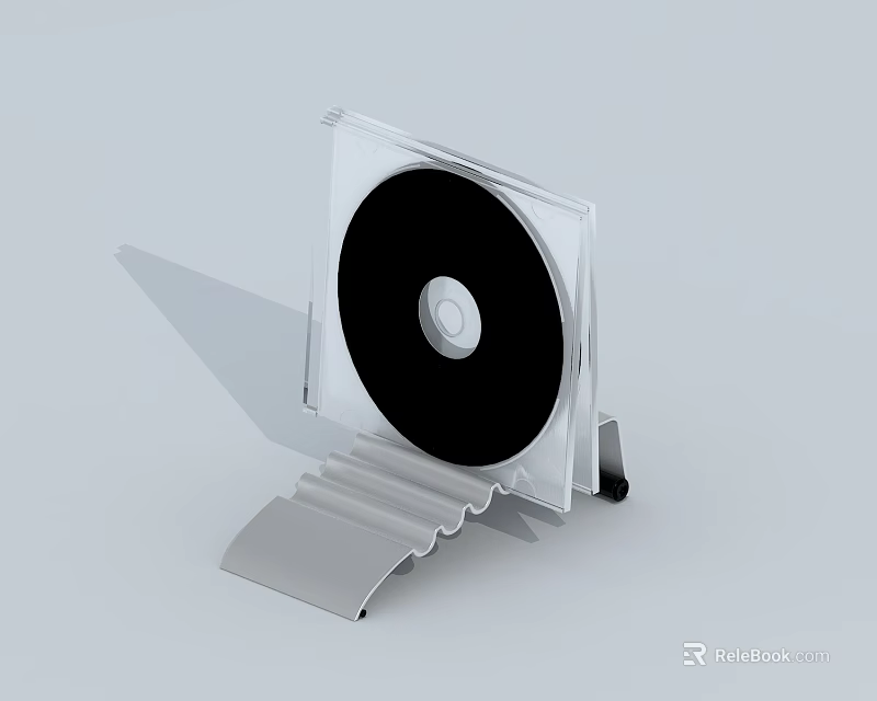 High Quality Audio Headphones With Black CD And Clear Plastic Stand 3d model 