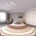 Modern Minimalist White TV Stand With TV Storage Drawers And Light Curtains Interior