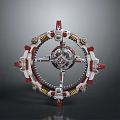 Circular Mechanical Structure With Red And White Components And Gear Details