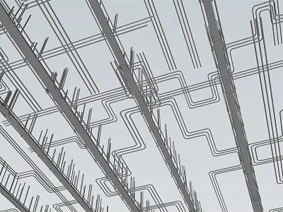 Ceiling Pipes Interconnected Layout With Structural Support Frames And Lines 3d model
