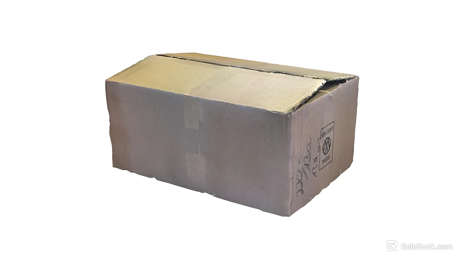 Sturdy Brown Cardboard Box Sealed With Tape And Side Markings Featuring Symbol 3d model 