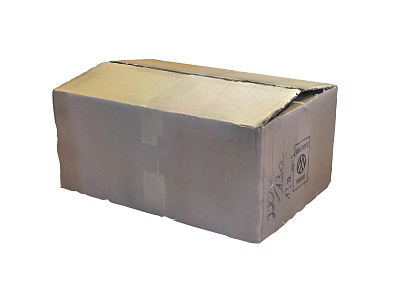 Sturdy Brown Cardboard Box Sealed With Tape And Side Markings Featuring Symbol 3d model