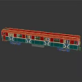 Red And Green Toy Train Model With Carriage Windows And Wheels Design