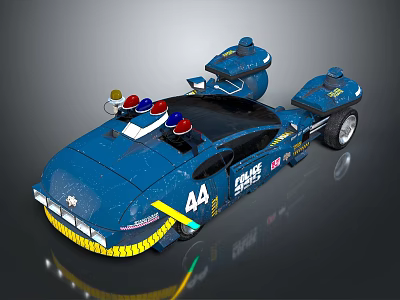Blue Racing Car With Number 44 And Yellow Accents Streamlined Design 3d model