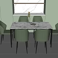 Nordic Dining Table and Chair Combination 3d model