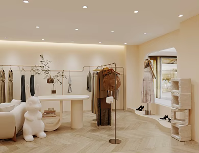 Qui Ji Clothing Store Qui Feng Women's Clothing Store Clothing Store Clothes Display Rack Clothing Store Cashier Clothing Store Waiting Rest Area Clothing Clothes 3d model