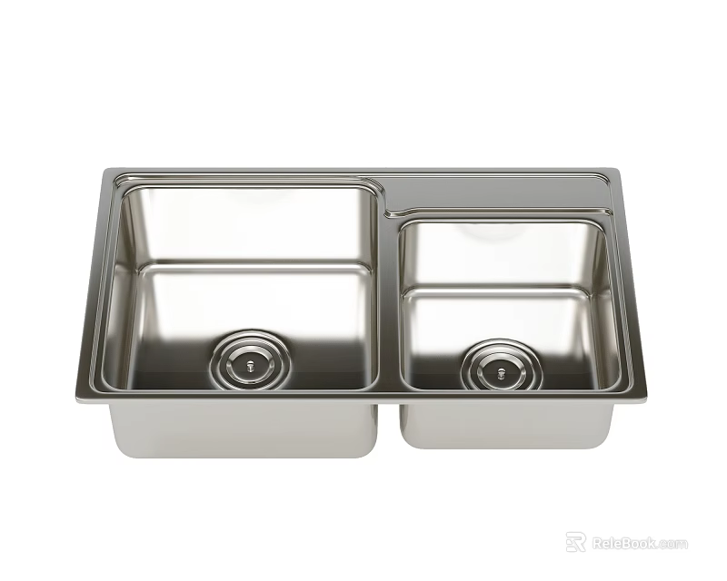 Stainless Steel Double Bowl Kitchen Sink Modern Design For Home Kitchen Use 3d model 