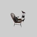 Wooden Accent Chair With Curved Backrest Gray Cushion And Multiple Angles View