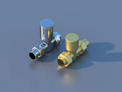Chrome and Gold Faucet Valves for Modern Home Plumbing Fixtures 3d model