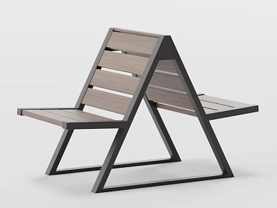 Modern Outdoor Chair With Wooden Slat Seat And Metal Triangle Frame For Garden Patio Use 3d model