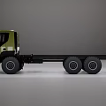 Green Heavy Duty Functional Truck with Large Off Road Tires and Flatbed Chassis Platform