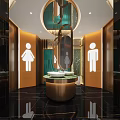 Hotel Bathroom Interior With Male Female Signs Modern Vanity And Elegant Design