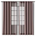 Elegant Brown Textured Curtains With Sheer Panels For Modern Window Decoration 3d model