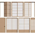 Various Wooden Sliding Doors With Grid Patterns For Interior Design Styles 3d model