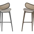 Modern Bar Stools With Woven Backrest And Black Gold Metal Legs