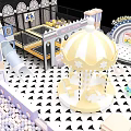 Detailed Playground Layout With Colorful Activity Zones Checkerboard Floors And Various Play Structures