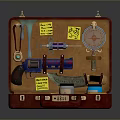 Red Toolbox With Various Household Tools Inside Including Tape Measure Wrench And Screws