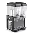 Commercial Beverage Dispensing Equipment With Transparent Double Tanks Red Yellow Liquid And Black Body