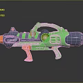 Colorful Kids Toy Water Gun With Green Blue Orange Grip And Round Nozzle Design