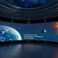 Futuristic Space Display With Earth Moon Sun And Starry Sky Visualization 3d model