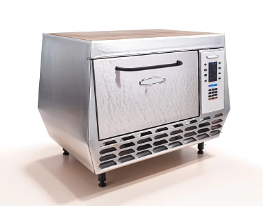 Stainless Steel Countertop Kitchen Oven Appliance With Control Panel And Ventilation Design 3d model