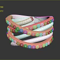 Pink And White Single Chair Featuring Circular Layered Design With Gray Decorations And Smooth Surface